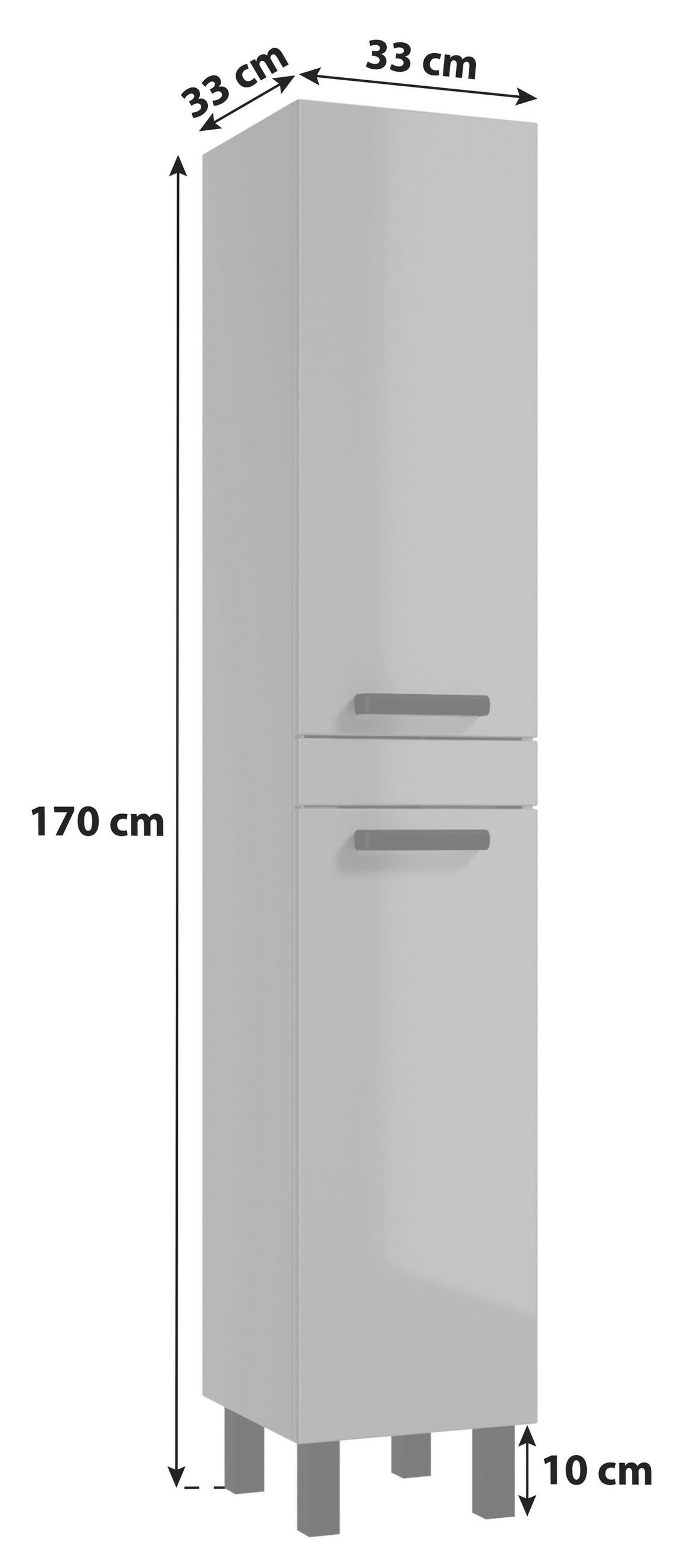 DULAP ÎNALT 33/170/33 cm  - alb/negru, Basics, plastic/metal (33/170/33cm) - Carryhome