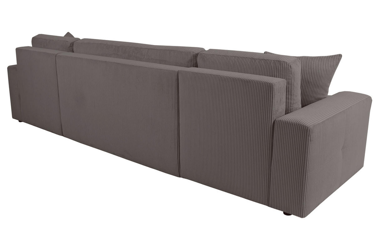 Wohnlandschaft inkl. Funktion Anthrazit Cord  - Anthrazit/Schwarz, KONVENTIONELL, Textil (146/317/146cm) - Xora