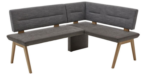 ECKBANK Flachgewebe Asteiche Hartholz Grau, Eichefarben - Eichefarben/Grau, KONVENTIONELL, Holz/Textil (172/132cm) - Venda