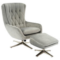 SET SCAUNE DE RELAXARE in textil gri deschis  - culoare nichel/gri deschis, Trend, metal/textil (73/102/84cm) - Carryhome