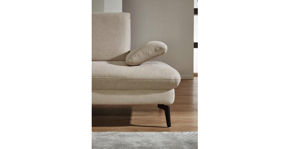 ECKSOFA in Chenille, Mikrofaser Ecru 299/157 cm - Ecru/Schwarz, Design, Textil/Metall (299/157cm) - Dieter Knoll
