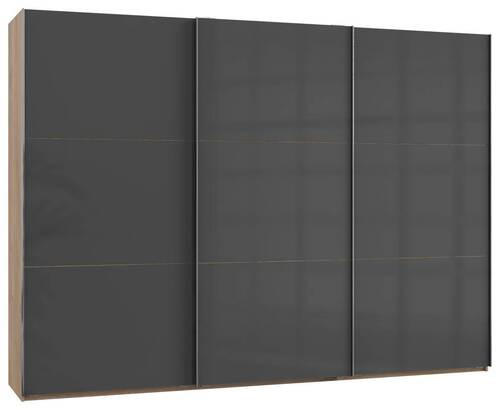 SCHWEBETÜRENSCHRANK in Grau, Eichefarben  - Chromfarben/Eichefarben, Modern, Holzwerkstoff (300/216/65cm) - MID.YOU