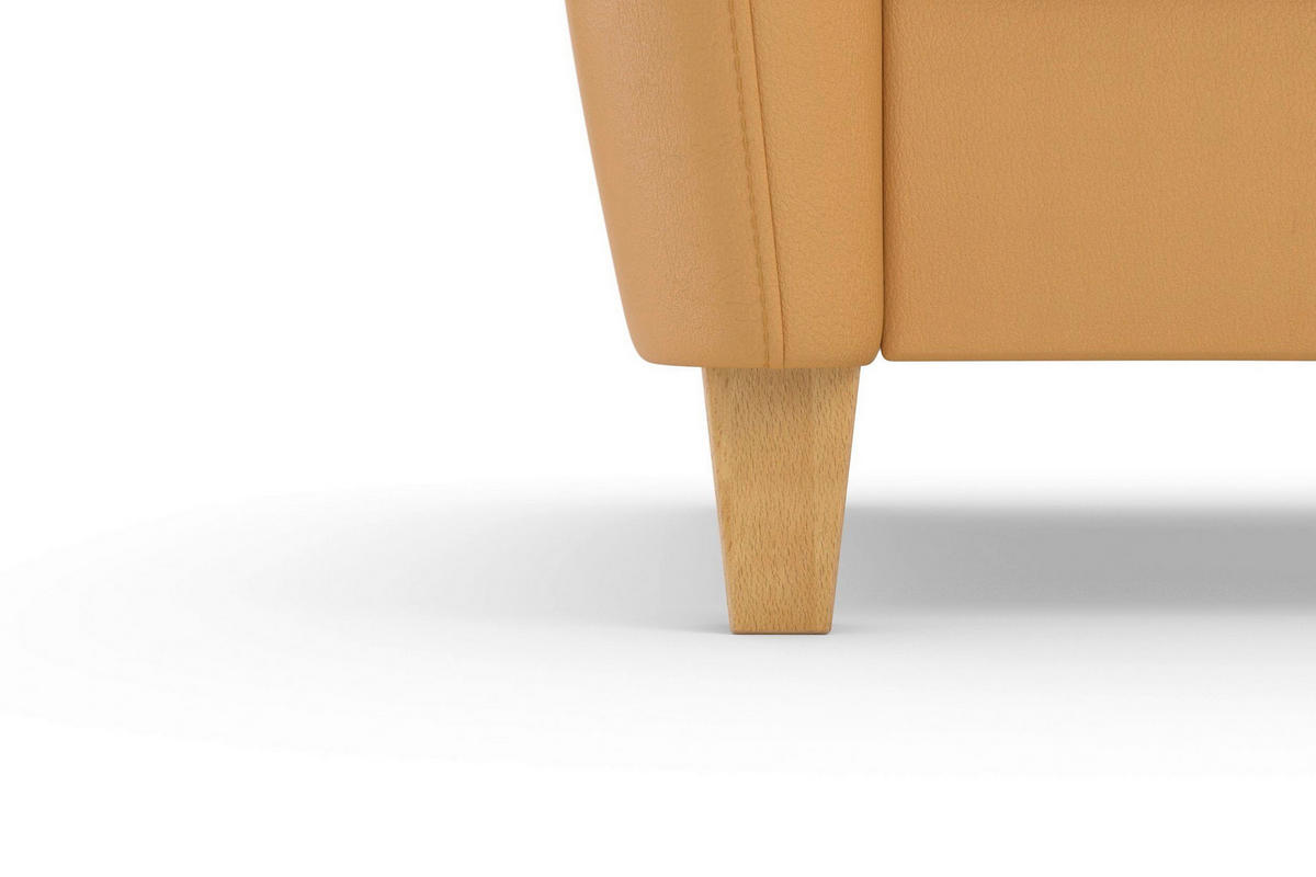 ROHOVÁ SEDAČKA, koža, kari žltá - farba duba/kari žltá, Basics, koža/drevo (212/236cm) - Sit & More