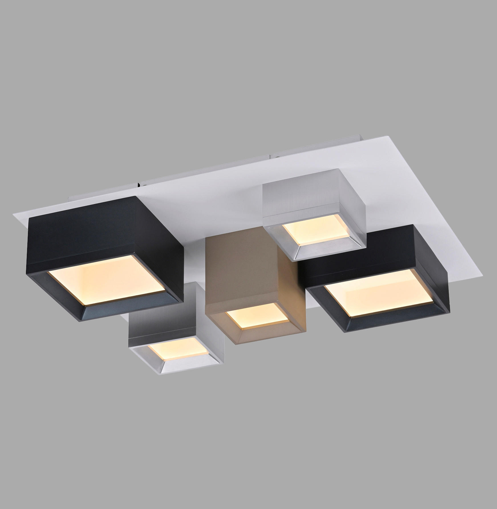 STROPNÍ LED SVÍTIDLO, 50/40/15 cm - šedá/černá, Design, kov/plast (50/40/15cm) - Neuhaus PURE