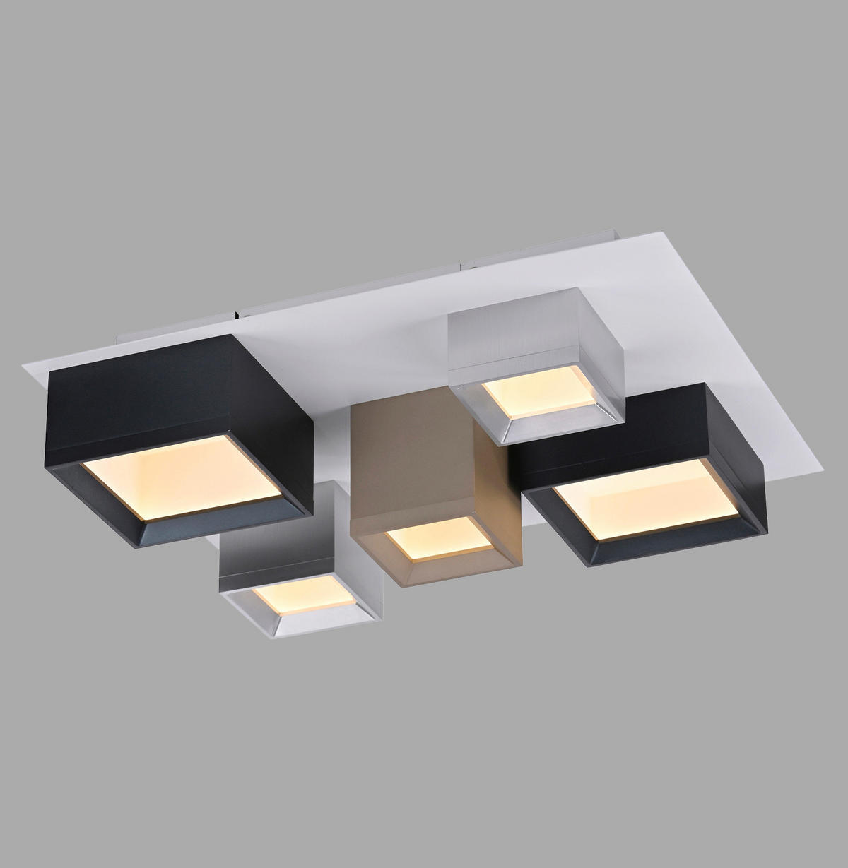 STROPNÍ LED SVÍTIDLO, 50/40/15 cm - šedá/černá, Design, kov/plast (50/40/15cm) - Neuhaus PURE