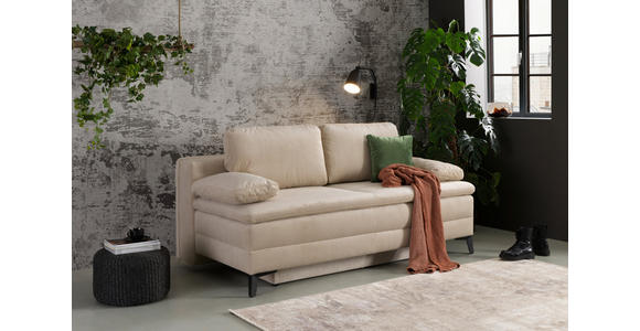 BOXSPRINGSOFA Cord Beige  - Beige/Schwarz, Design, Textil/Metall (200/100/108cm) - Novel