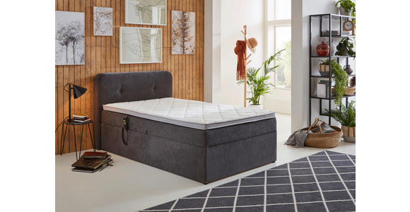BOXSPRINGBETT 100/200 cm in Grau - Schwarz/Grau, KONVENTIONELL, Kunststoff/Textil (100/200cm) - Carryhome