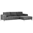 ECKSOFA Dunkelgrau Cord  - Dunkelgrau/Schwarz, KONVENTIONELL, Textil/Metall (285/170cm) - Carryhome