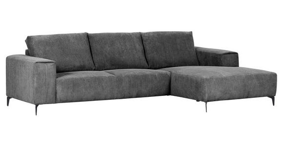 ECKSOFA Dunkelgrau Cord  - Dunkelgrau/Schwarz, KONVENTIONELL, Textil/Metall (285/170cm) - Carryhome