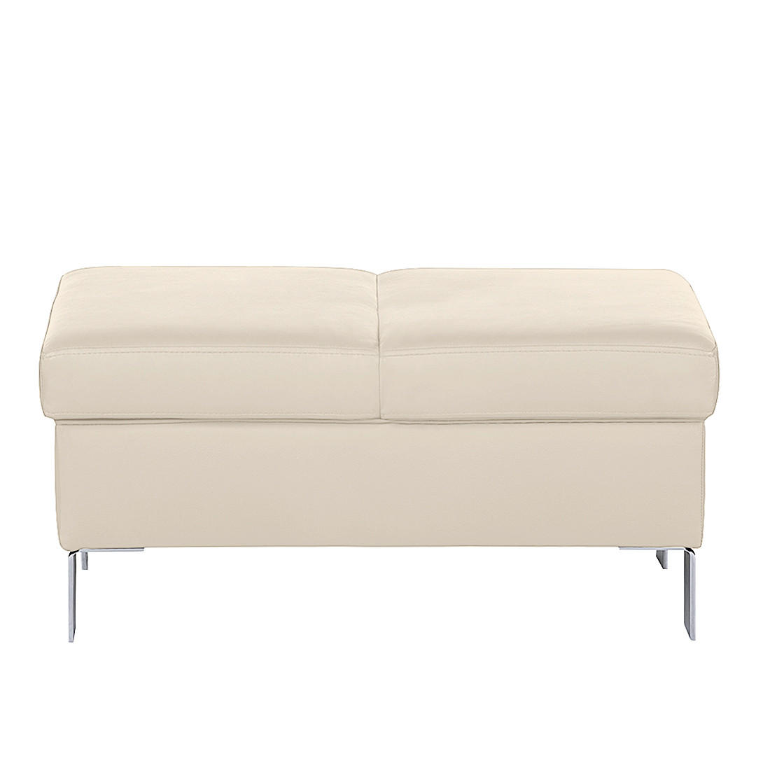 HOCKER Leder Beige  - Chromfarben/Beige, Design, Leder/Metall (91/44/57cm) - Livetastic