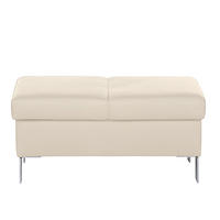 HOCKER in Leder Beige  - Chromfarben/Beige, Design, Leder/Metall (91/44/57cm) - Livetastic