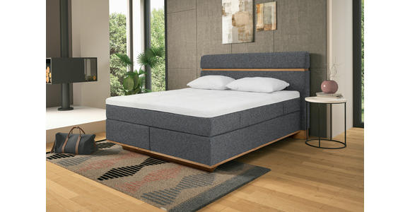 BOXSPRINGBETT 180/200 cm  in Dunkelgrau  - Eichefarben/Dunkelgrau, Natur, Holz/Textil (180/200cm) - Linea Natura