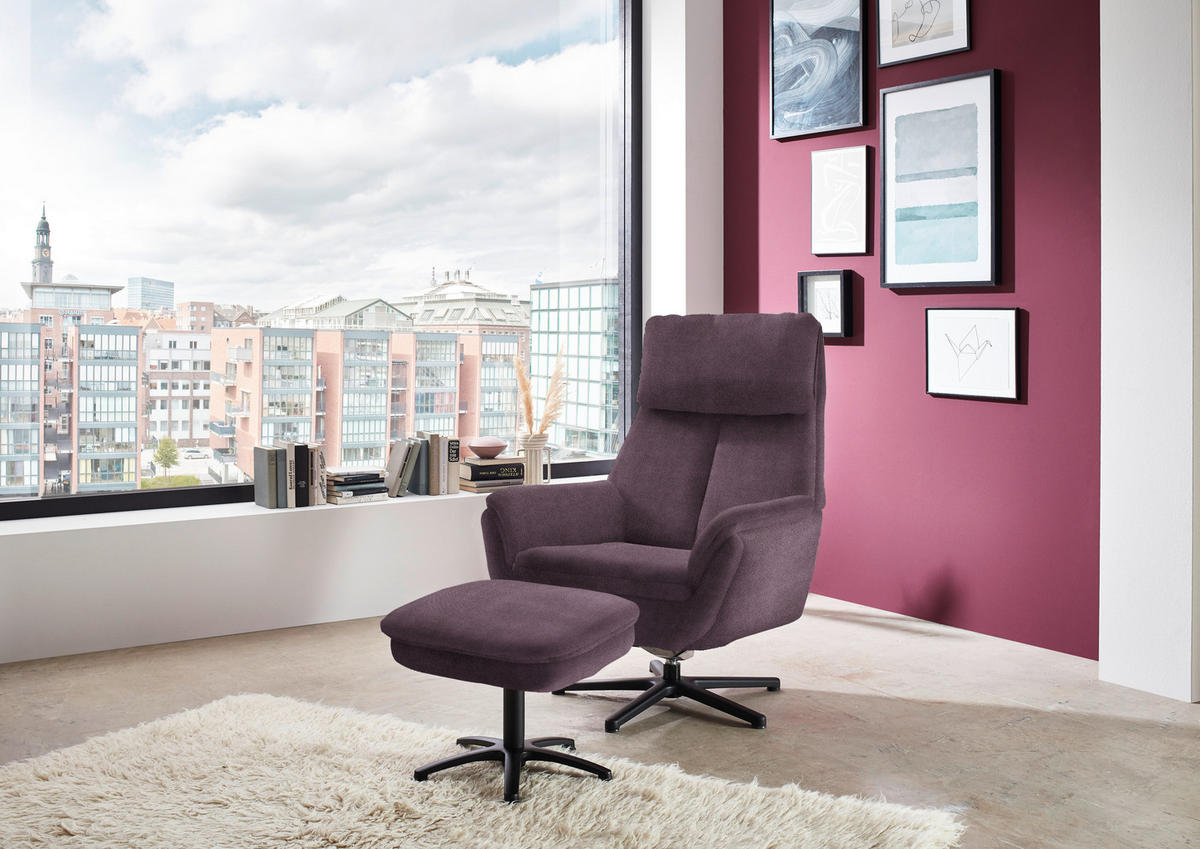 RELAXSESSEL in Textil Lila  - Lila/Schwarz, Design, Textil/Metall (79/108/89cm) - Beldomo Style