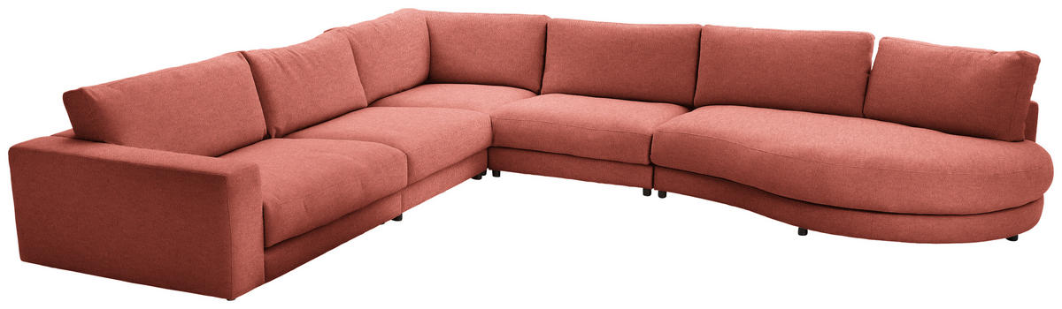 ECKSOFA in Flachgewebe Orange  - Schwarz/Orange, Design, Kunststoff/Textil (365/425cm) - Lomoco