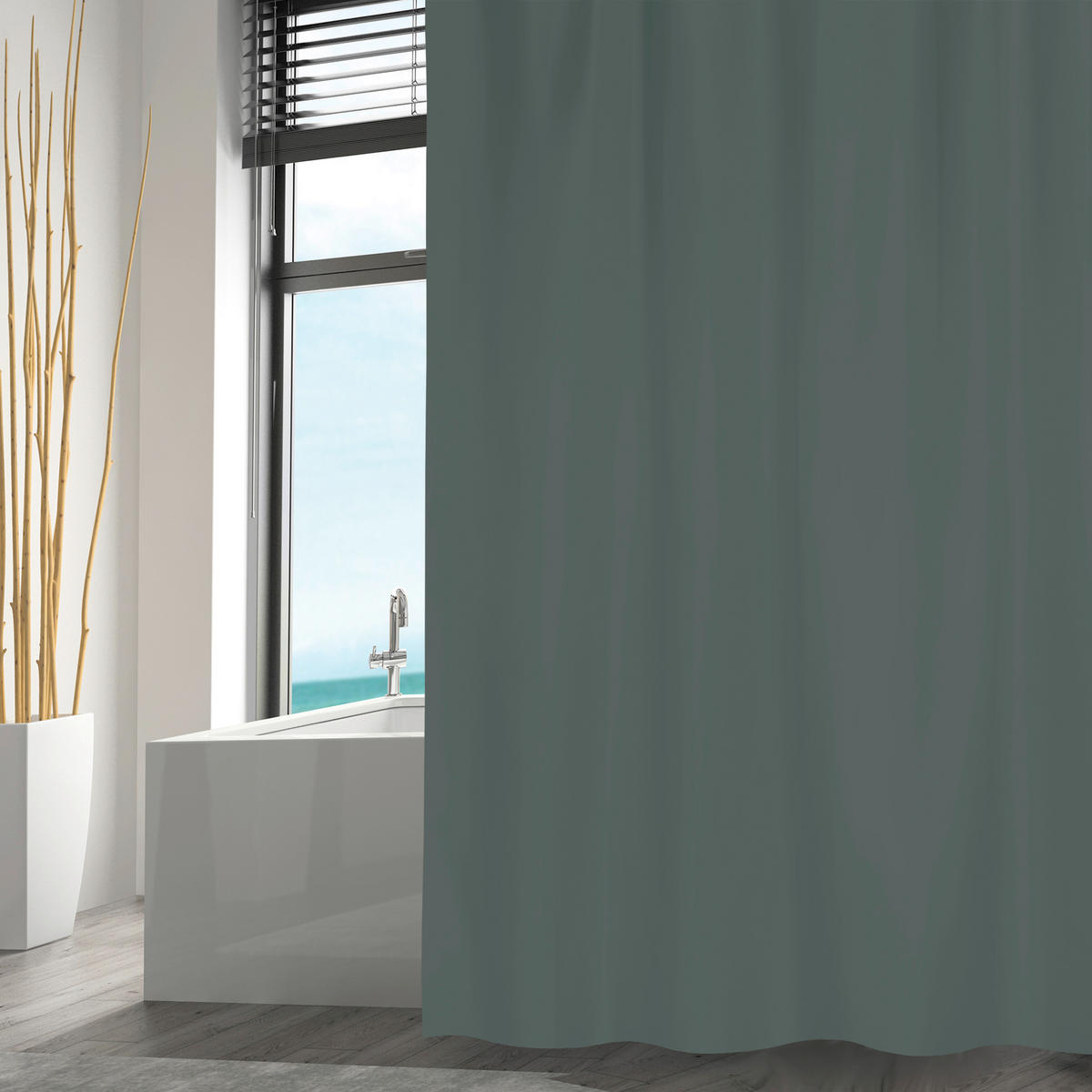 DUSCHVORHANG 180/200 cm  - Dunkelgrün, Basics, Textil (180/200cm) - MSV