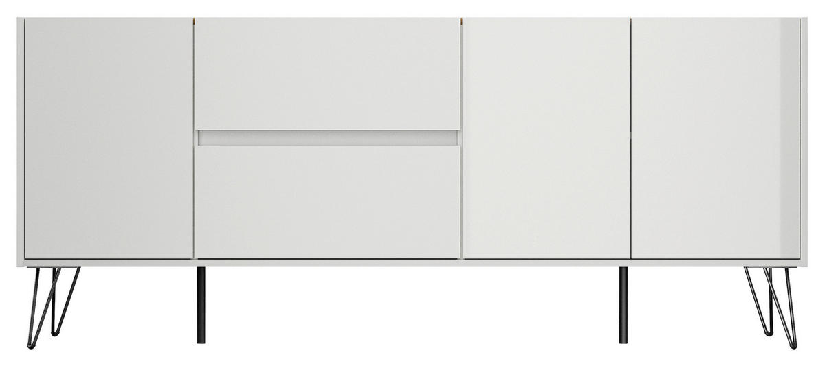 SIDEBOARD Posseik Industrial  in 177/75,8/42 cm  - Weiß Hochglanz/Eichefarben, Design, Holzwerkstoff/Metall (177/75,8/42cm) - P & B