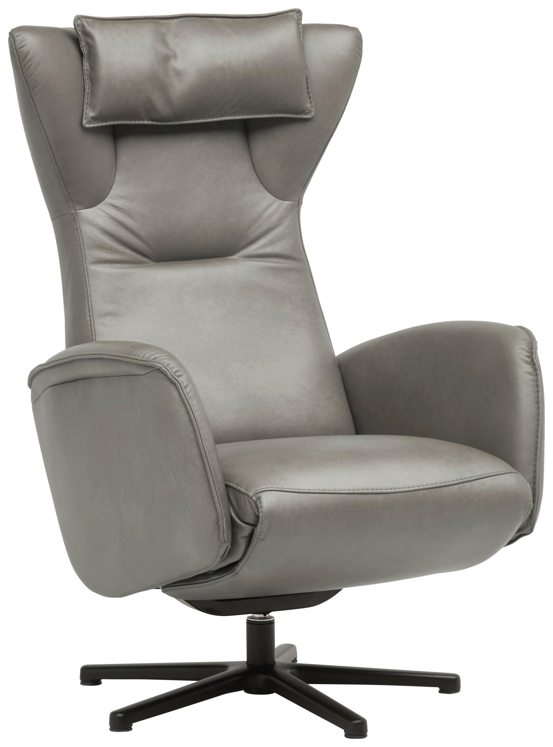 RELAXSESSEL Leder Hellgrau  - Hellgrau/Schwarz, Design, Leder/Metall (75/106/86cm) - Valdera