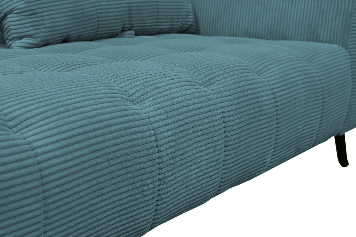 BIGSOFA Cord Petrol  - Petrol/Schwarz, KONVENTIONELL, Textil/Metall (246/100/116cm) - Carryhome