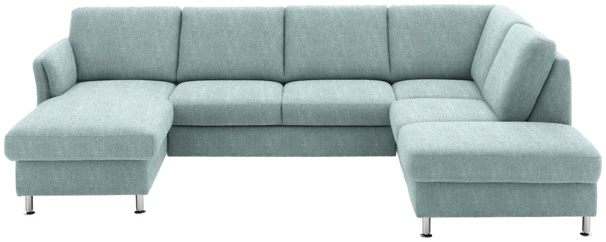 WOHNLANDSCHAFT in Flachgewebe Hellblau  - Chromfarben/Hellblau, Konventionell, Textil/Metall (168/305/200cm) - Beldomo System