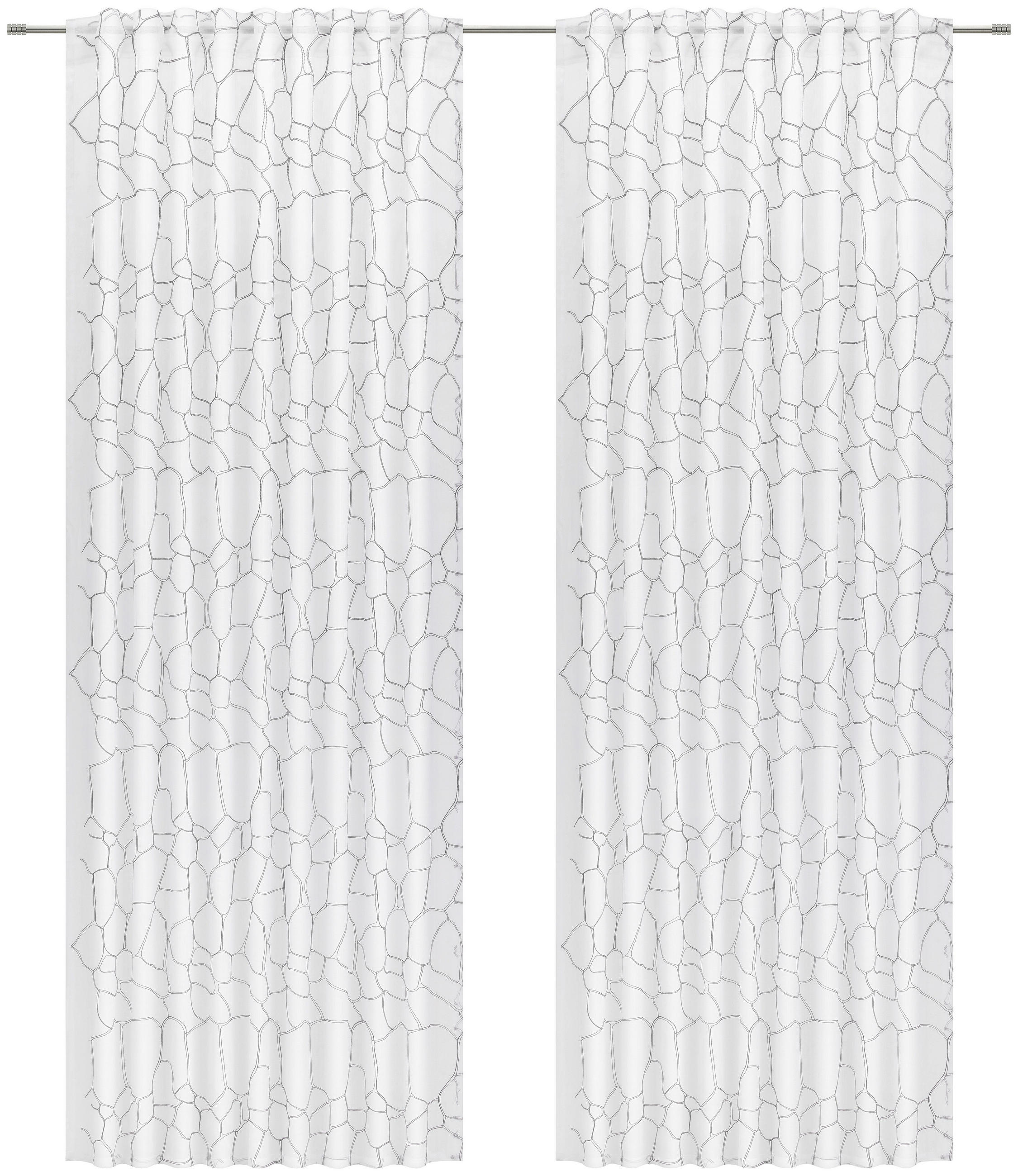 FERTIGVORHANG  halbtransparent  140/245 cm  2 Stück  - Weiß/Grau, Design, Textil (140/245cm) - Esposa