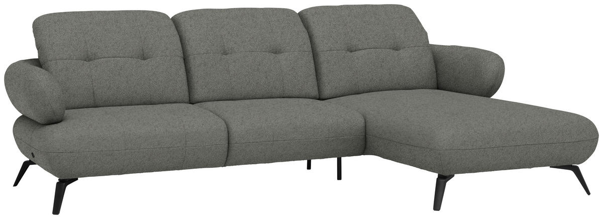ECKSOFA Chenille Grau  - Schwarz/Grau, Design, Textil/Metall (282/189cm) - Novel