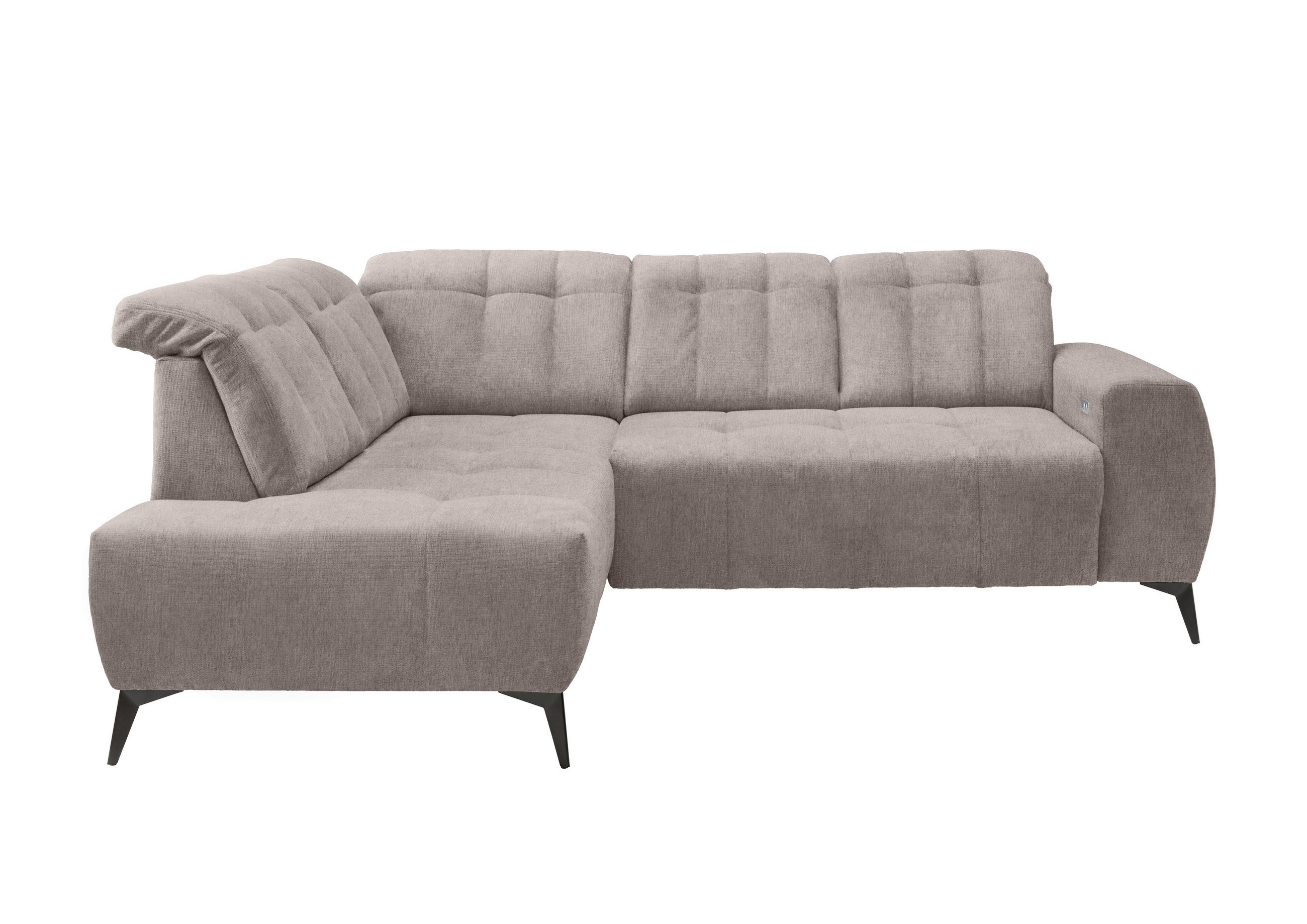 ECKSOFA in Mikrofaser Taupe - Taupe/Schwarz, Modern, Textil/Metall (200/261cm) - Livetastic
