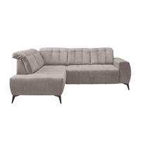 ECKSOFA Taupe Mikrofaser  - Taupe/Schwarz, MODERN, Textil/Metall (200/261cm) - Livetastic