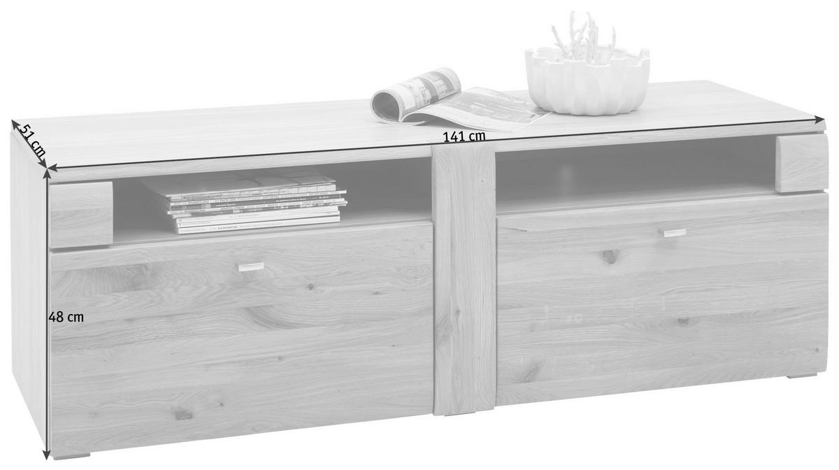 LOWBOARD Colorado Eichefarben  141/48/51 cm  - Eichefarben/Alufarben, Konventionell, Holz/Holzwerkstoff (141/48/51cm) - Voleo