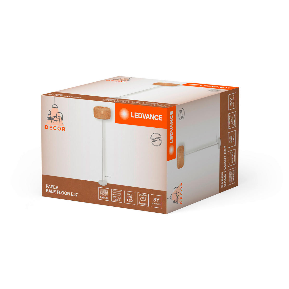 STEHLEUCHTE 40/164 cm    - Beige, Natur, Papier/Metall (40/164cm) - Ledvance