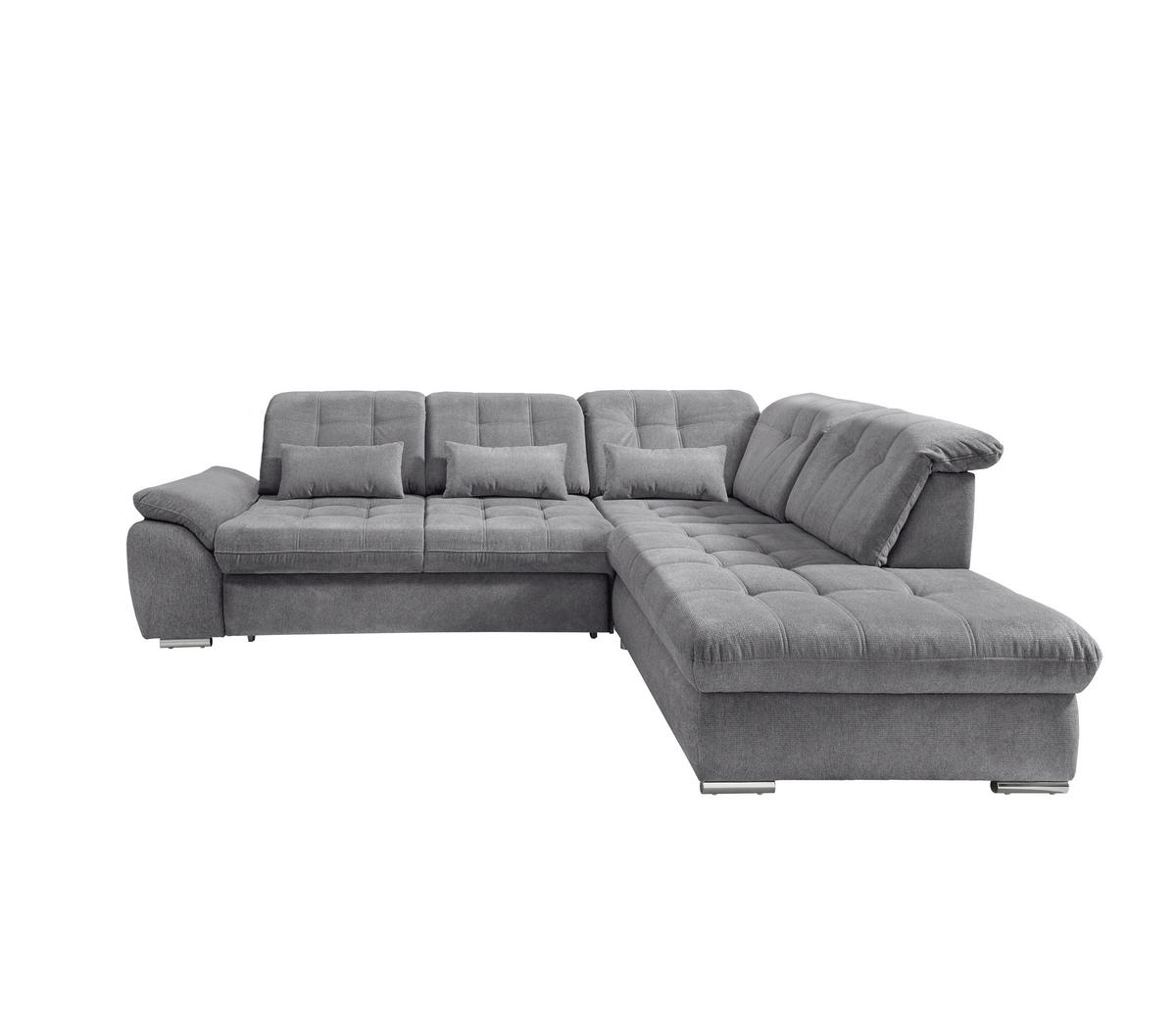 ECKSOFA Flachgewebe Dunkelgrau  - Chromfarben/Dunkelgrau, Modern, Textil/Metall (308/254cm) - Livetastic