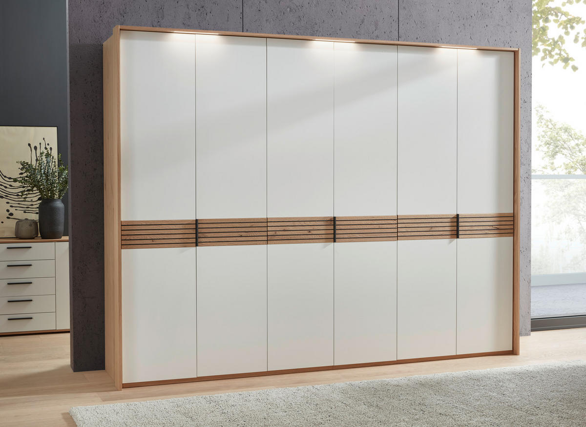 DREHTÜRENSCHRANK  in Weiß, Eichefarben  - Eichefarben/Anthrazit, KONVENTIONELL, Holz/Holzwerkstoff (300/230/60cm) - Dieter Knoll