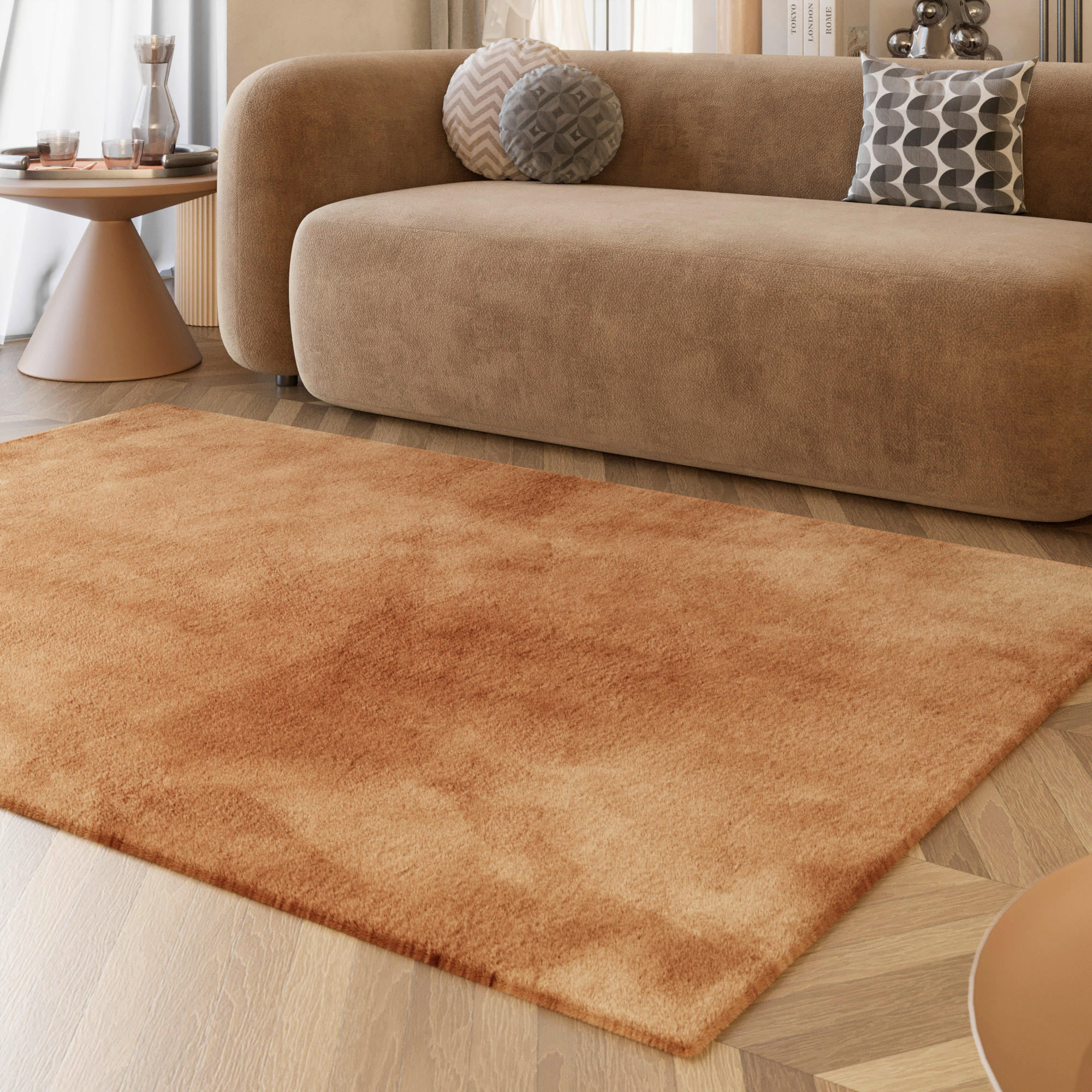 Thumbnail - Esprit Hochflorteppich Esp-4377-09, Kupfer, Textil, Uni, rechteckig, 120x170 cm, Oeko-Tex® Standard 100, strapazierfähig...