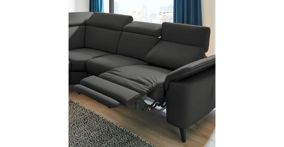 ECKSOFA in Echtleder Anthrazit  - Anthrazit/Schwarz, Design, Leder/Metall (239/289cm) - Cantus