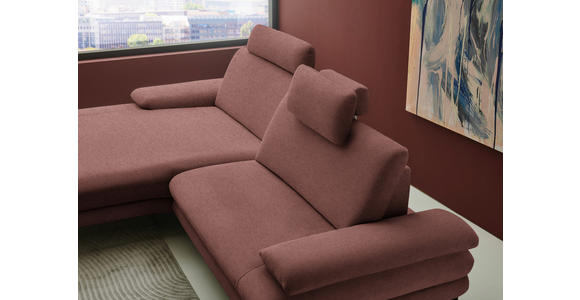 ECKSOFA  in Chenille, Flachgewebe Weinrot Rücken echt  180/284 cm  - Weinrot/Schwarz, Design, Textil/Metall (180/284cm) - Dieter Knoll