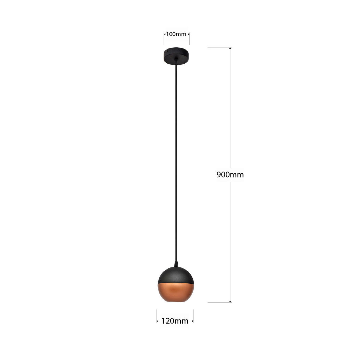 HÄNGELEUCHTE MIDWAY 12/12/90 cm   - Schwarz/Kupferfarben, Trend, Metall (12/12/90cm)