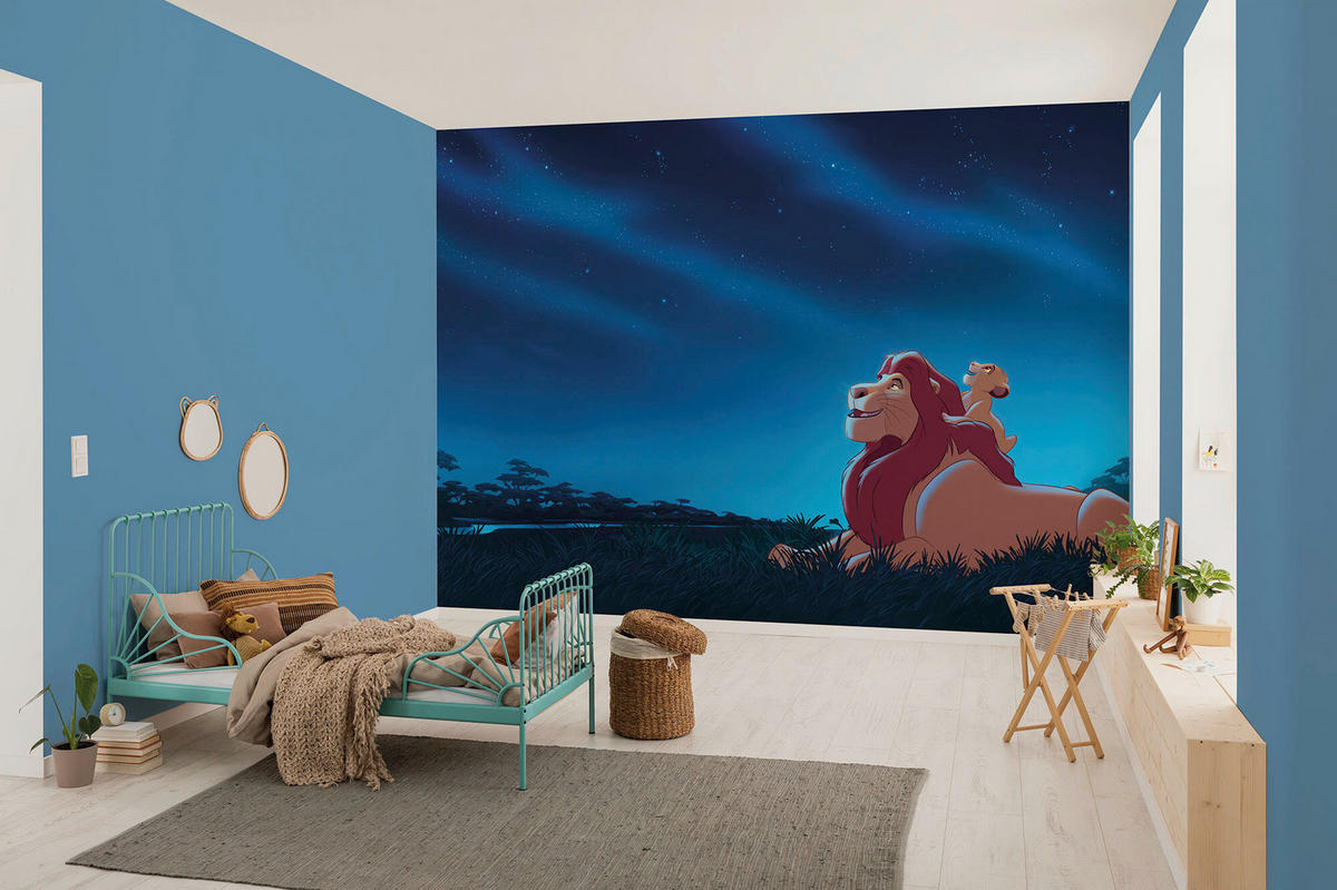 FOTOTAPETE THE LION KING STARGAZING  - Blau, Design, Textil (350/250cm) - Disney