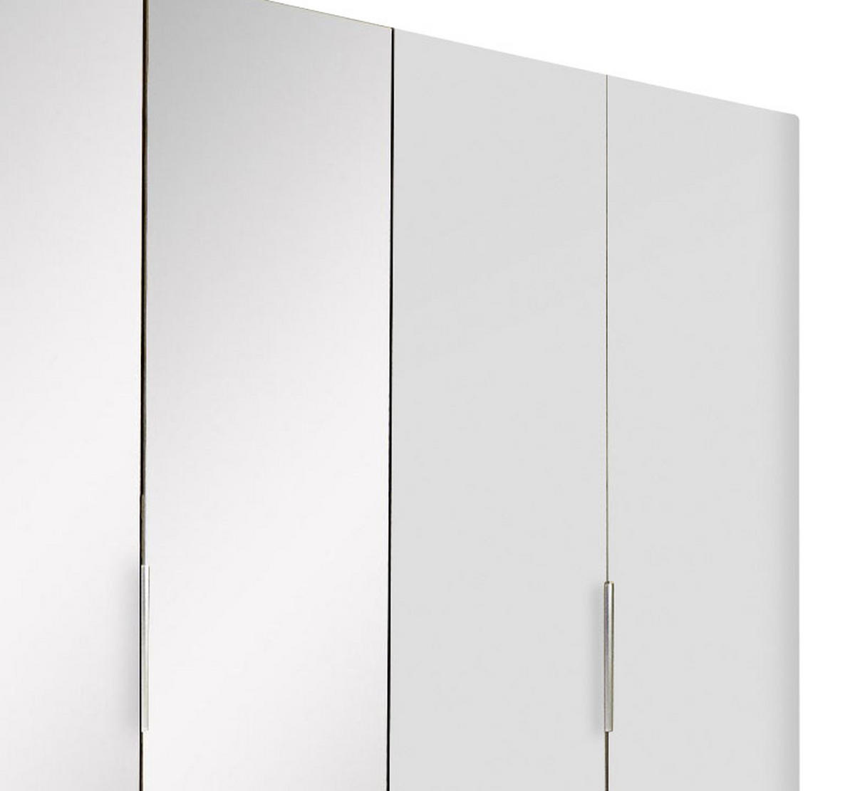 DREHTÜRENSCHRANK 300/216/58 cm 6-türig Silberfarben, Weiß  - Chromfarben/Silberfarben, MODERN, Glas/Holzwerkstoff (300/216/58cm) - MID.YOU