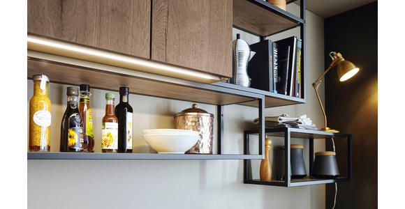 EINBAUKÜCHE   - Eichefarben/Grau, Design, Holzwerkstoff - Novel