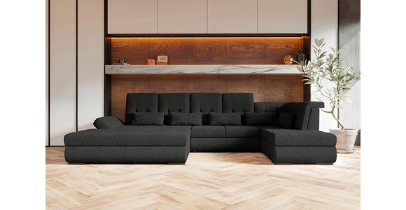 WOHNLANDSCHAFT Graphitfarben Struktur  - Schwarz/Graphitfarben, KONVENTIONELL, Kunststoff/Textil (191/363/212cm) - Carryhome