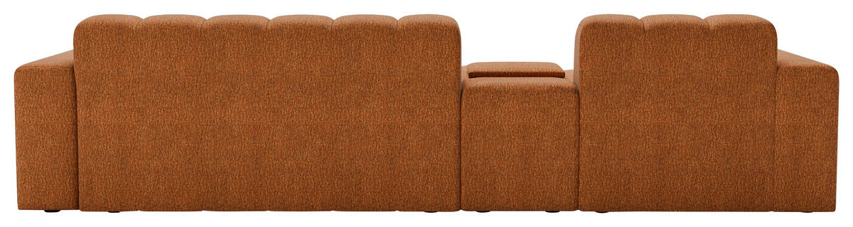 ECKSOFA Rostfarben Chenille Stauraum, Getränkehalter  - Rostfarben/Schwarz, MODERN, Kunststoff/Textil (150/299cm) - Milino