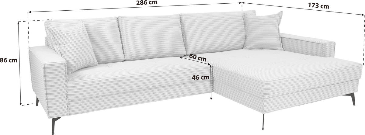 ECKSOFA Hellgrau, Beige  - Beige/Hellgrau, Trend, Textil (286/173cm) - P & B