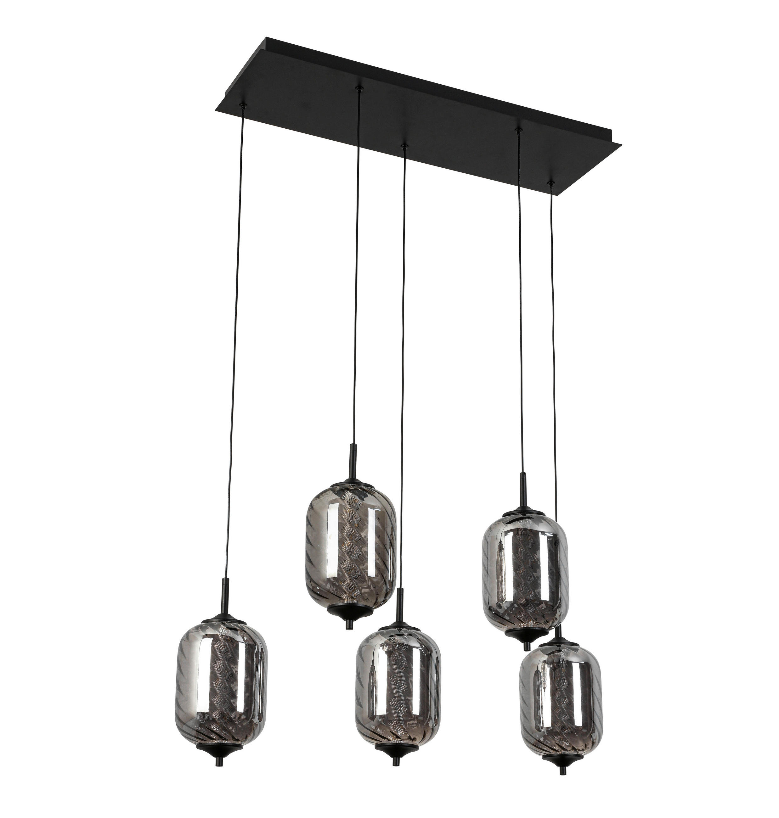LED-HÄNGLAMPA 73/23/120 cm  - kromfärg/svart, Design, metall/glas (73/23/120cm) - Novel