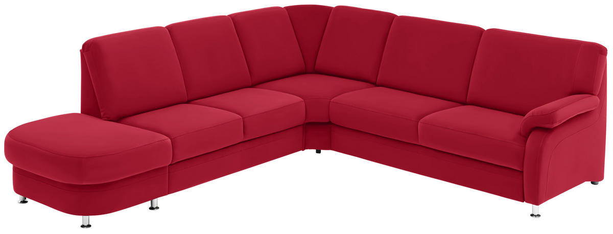 ECKSOFA in Flachgewebe Rot  - Rot/Alufarben, Konventionell, Textil/Metall (287/269cm) - Beldomo System