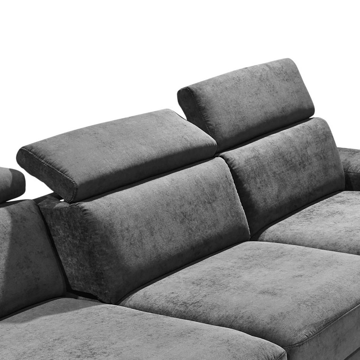 ECKSOFA Anthrazit Webstoff  - Anthrazit/Silberfarben, KONVENTIONELL, Textil/Metall (182/82/260cm) - Trendmanufaktur