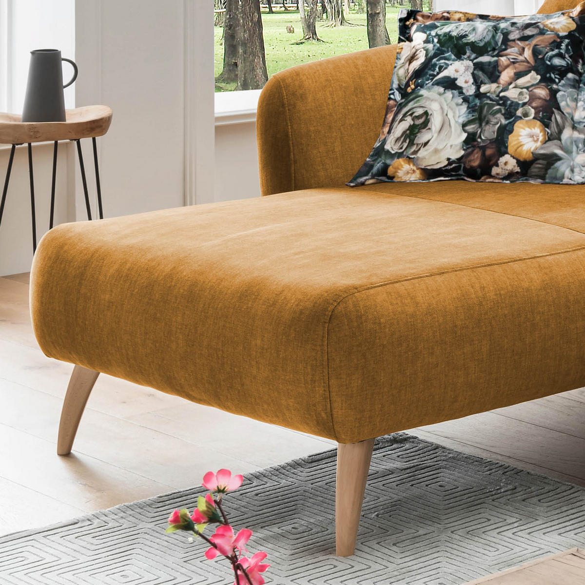 ECKSOFA in Velours Gelb, Multicolor  - Gelb/Buchefarben, Modern, Holz/Textil (162/277cm) - Livetastic