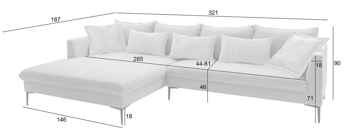 ROHOVÁ SEDACIA SÚPRAVA, textil, tmavosivá - čierna/zelená, Design, kov/textil (187/321cm) - Livetastic