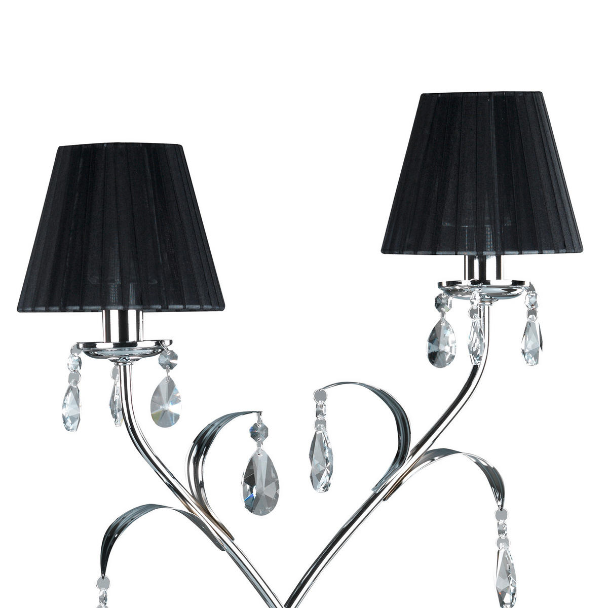 KRISTALL-TISCHLEUCHTE 45/70 cm   - Chromfarben/Schwarz, KONVENTIONELL, Glas/Textil (45/70cm)