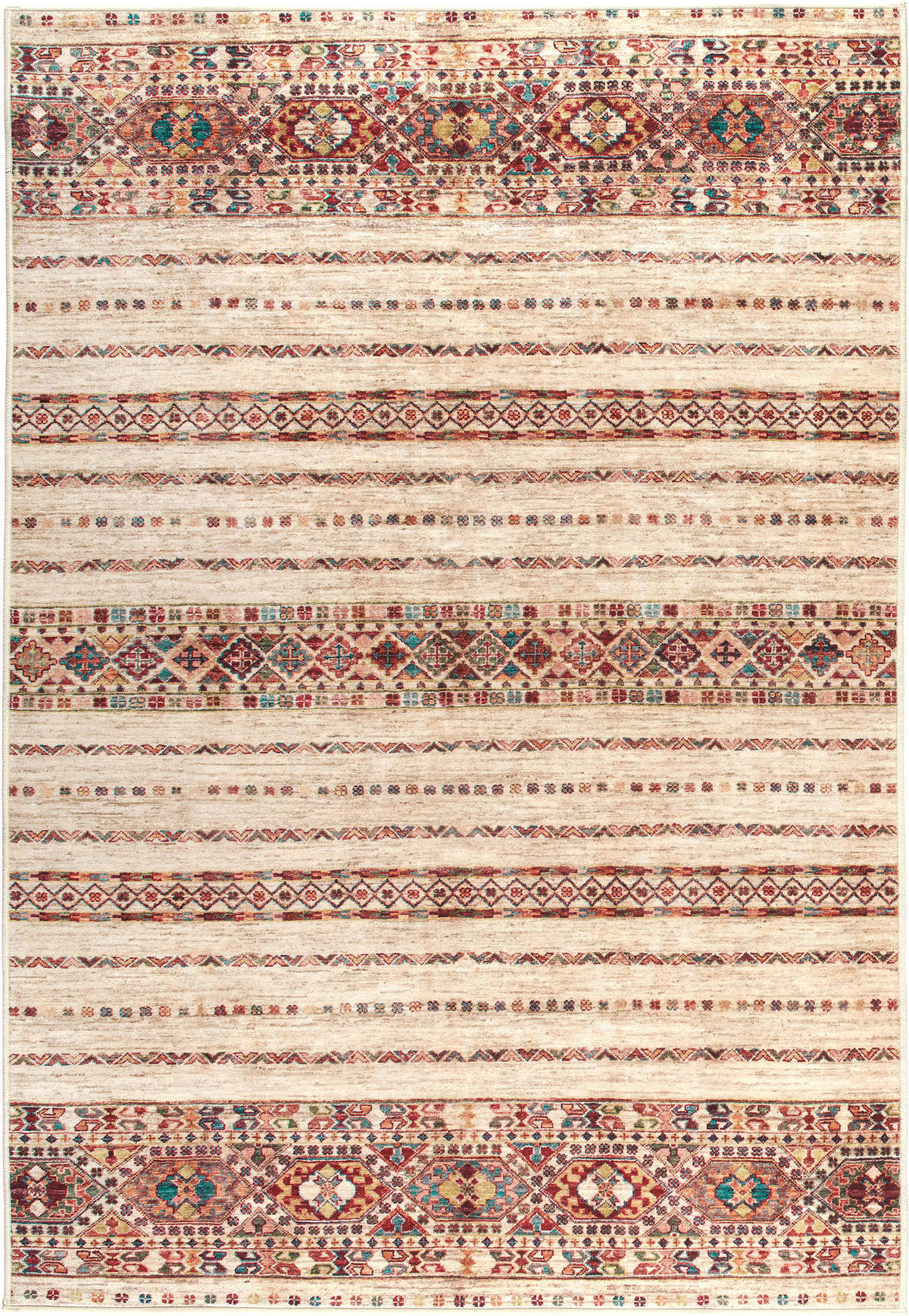 VINTAGE-TEPPICH Cortea Araqan 130/190 cm  in Terracotta, Graublau, Elfenbein  - Elfenbein/Graublau, LIFESTYLE, Kunststoff/Textil (130/190cm) - Lindorug