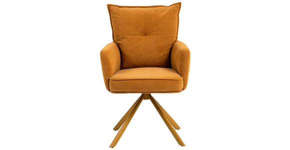 ARMLEHNSTUHL in Feincord - Orange, Design, Textil/Metall (61/95/67cm) - Novel