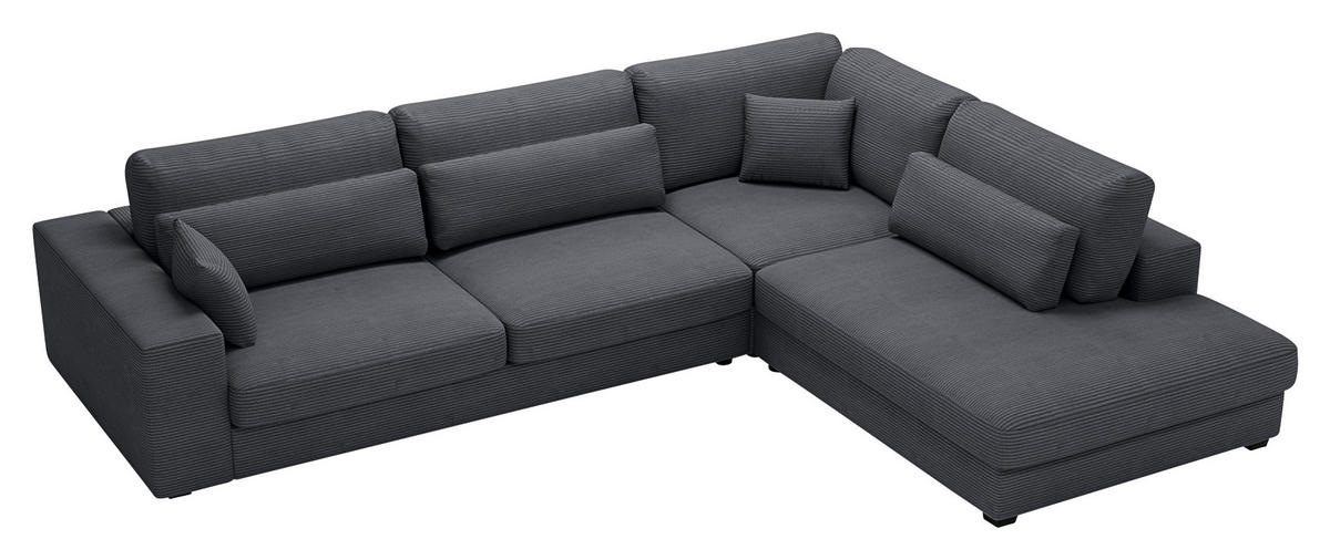 ECKSOFA in Cord Graphitfarben  - Schwarz/Graphitfarben, Konventionell, Kunststoff/Textil (314/250cm) - Carryhome